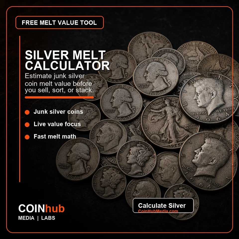Junk silver quarters, dimes, and half dollars used with the CoinHub silver melt calculator