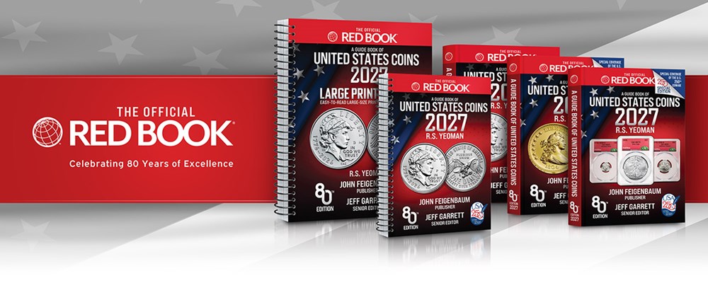 2027 Red Book formats including large print, spiral, hardcover, deluxe, and special edition coin guide books
