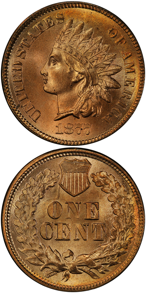 1877 Indian Head penny obverse and reverse value guide graphic