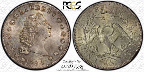 PCGS TrueView photograph of 1794 Flowing Hair Dollar, Regular Strike