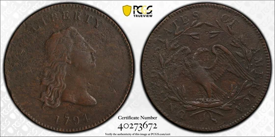 PCGS TrueView photograph of 1794 Dollar Pattern, Judd-18