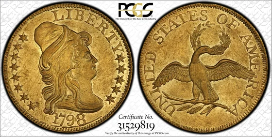 PCGS TrueView photograph of 1798 Capped Bust Half Eagle, Small Eagle