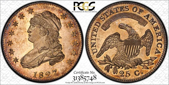 1827/3 Original Capped Bust Quarter, Proof
