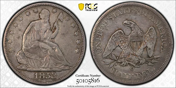 1853-O No Arrows Liberty Seated Half Dollar