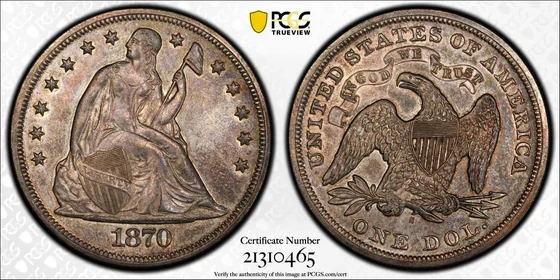 PCGS TrueView photograph of 1870-S Liberty Seated Dollar