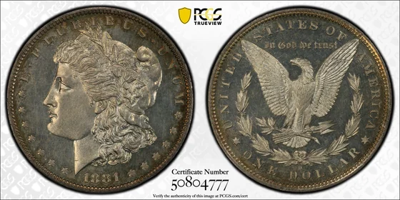 PCGS TrueView photograph of 1881-O Morgan Dollar, Branch-Mint Proof
