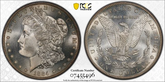 PCGS TrueView photograph of 1884-S Morgan Dollar