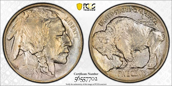 1913 Buffalo nickel, Type 1, Proof, PCGS PR68 specimen, obverse and reverse