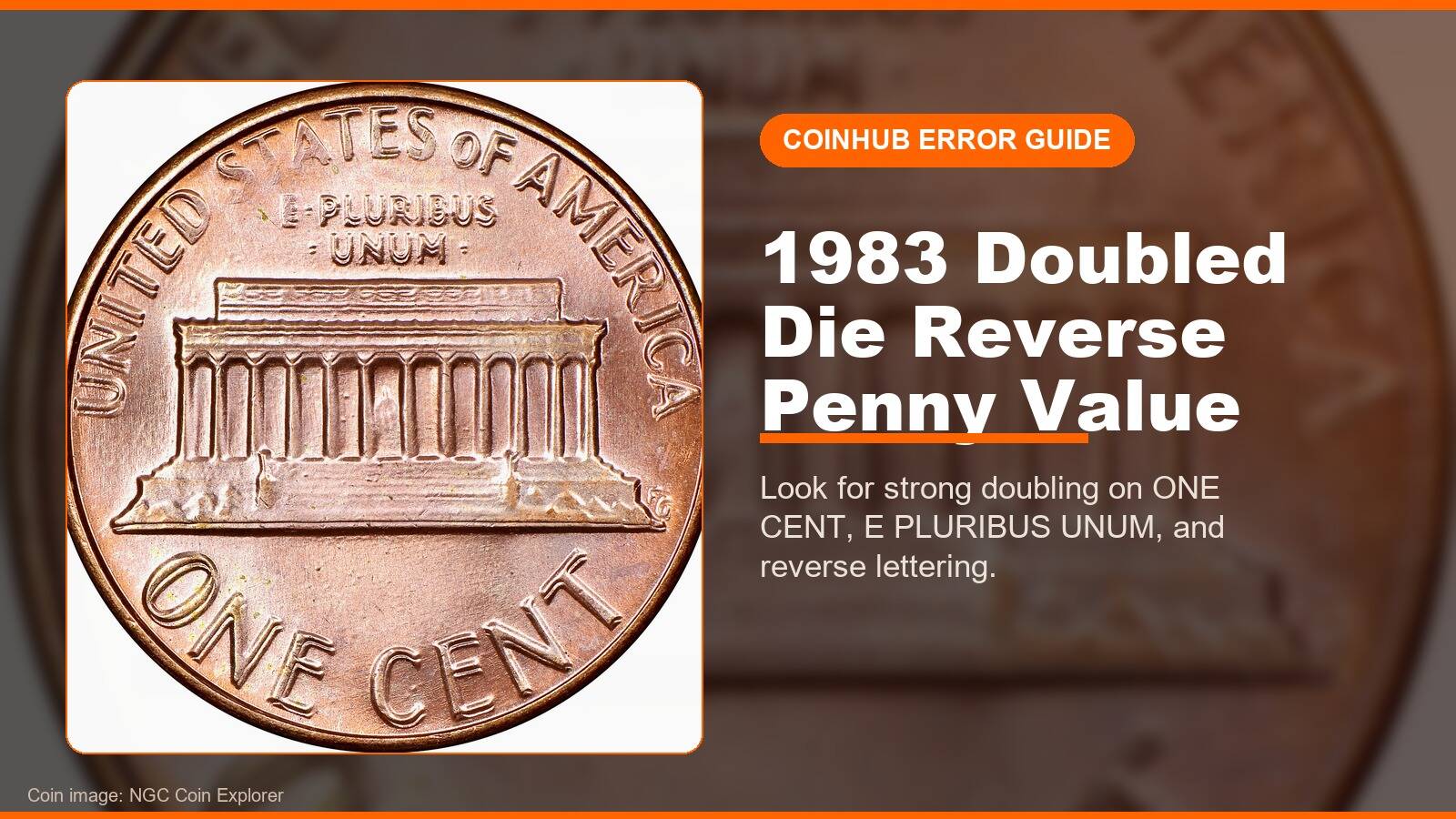 1983 doubled die reverse penny showing strong ONE CENT doubling