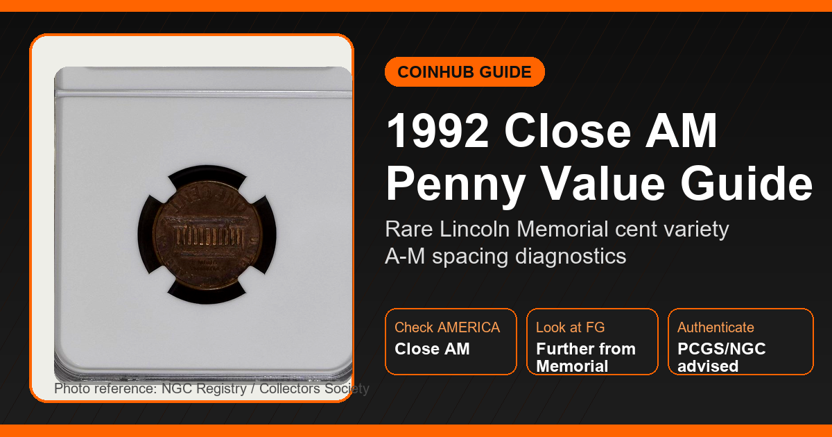 1992 Close AM penny value guide showing rare Lincoln cent reverse diagnostics