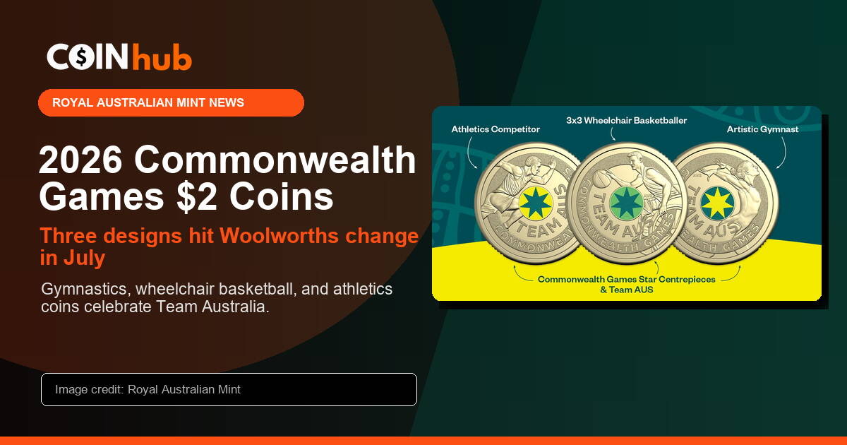 2026 Commonwealth Games Team Australia $2 coins released through Woolworths