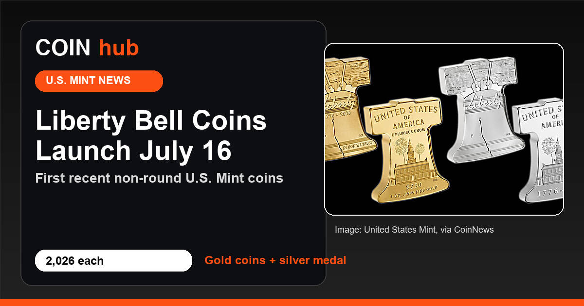 U.S. Mint Freedom Ringing Liberty Bell gold coin and silver medal image