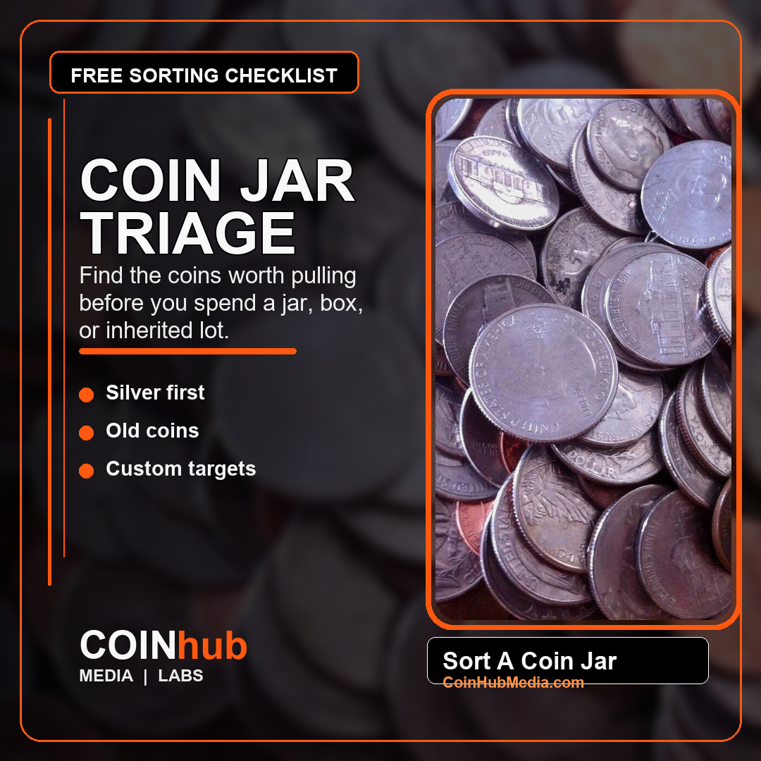Mixed coins ready to be sorted by a collector