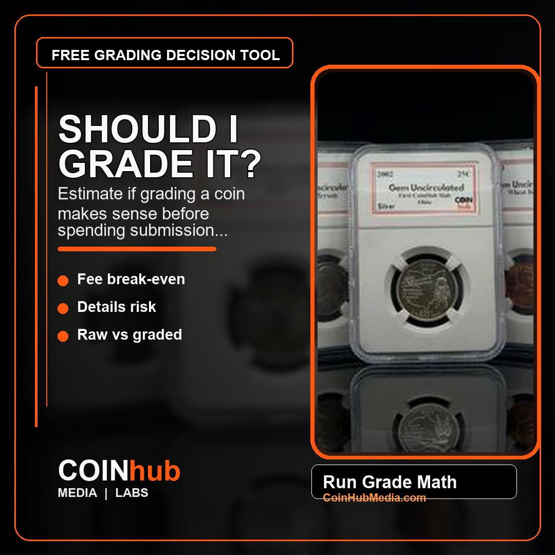Certified coin slab used for grading decision research