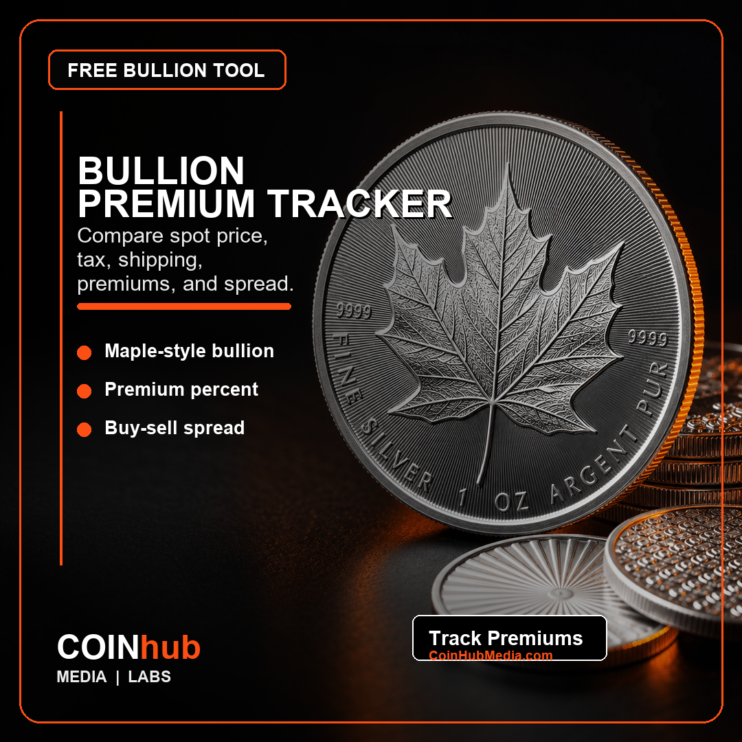 Silver maple leaf style bullion coin used for premium over spot calculations